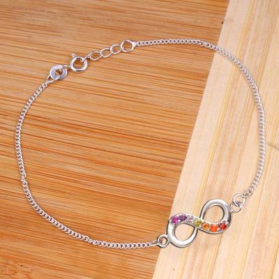 Pulseira infinita chakra pulseira reiki pulseira de cristal pulseira feminina com pedras preciosas naturais pulseira infinita 7.5 polegadas ab0478