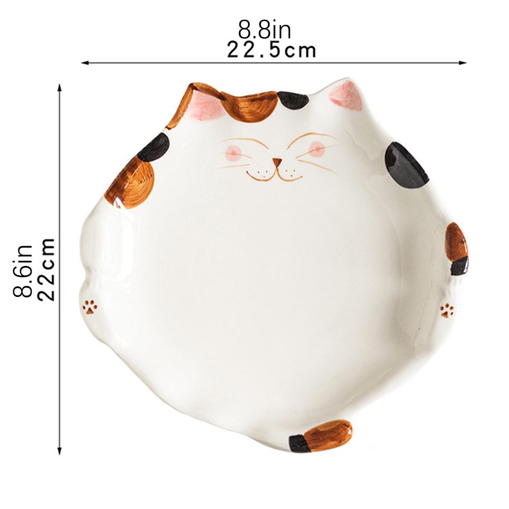 Cat Shape Ceramic Dessert Plate Japanese-style Dish Plate Cute Dessert Party Plate Home Desktop Snack Fruit Dessert Plates