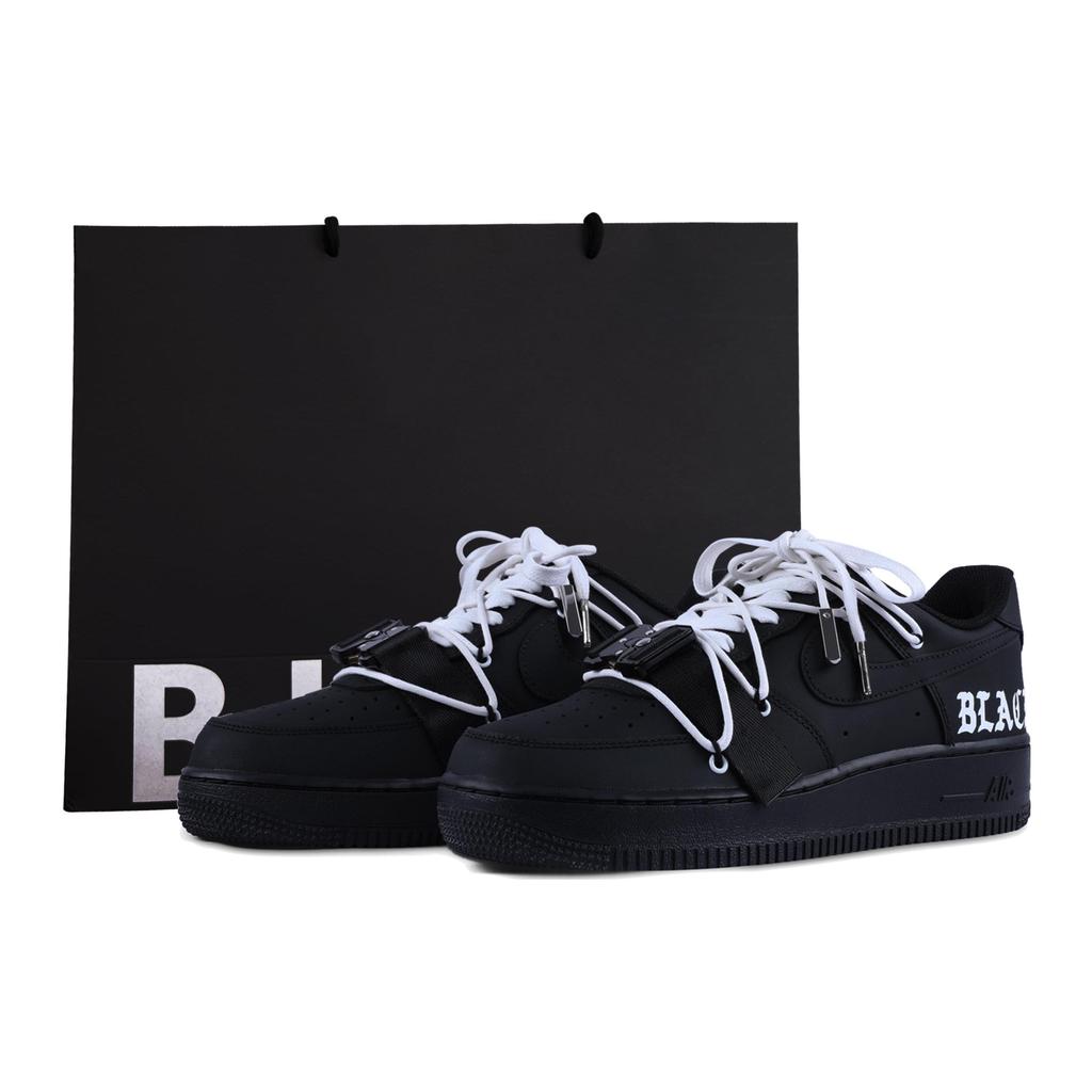 Nike Air Force 1 PU Abrasion Resistant Balance Low top Skateboard Shoes Unisex Black White CW2288-001(Team55-S-BOX)