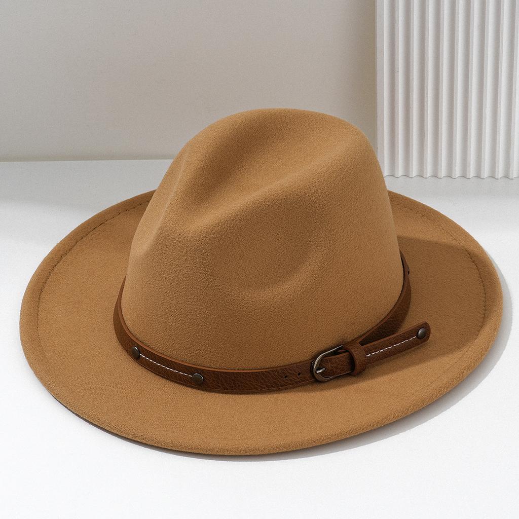 1PC Fashion Wool Fedora Hat Men Autumn Winter Wide Brim Jazz Cap Imitation Woolen Women Church Felt British Hat