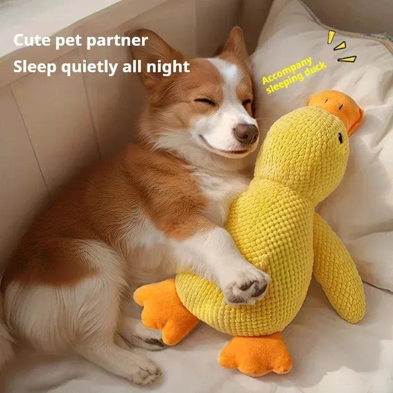 Dog Toy Plush Companion Sleeping Duck Bite Resistant Teeth Grinding Sound% Relief% Duck Sound Toy%%%