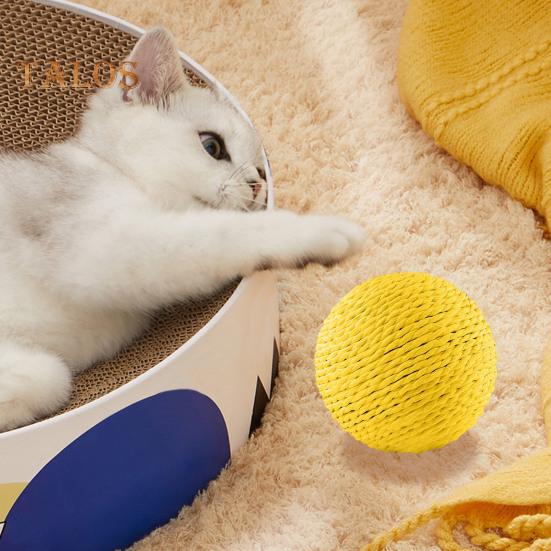 Palla Sisal per Gatti Giocattolo Interattivo con Tiragraffi a Palla per Gatti Pallina Tiragraffi Naturale in Sisal con Suono per Pulizia Denti e Addestramento Gattini