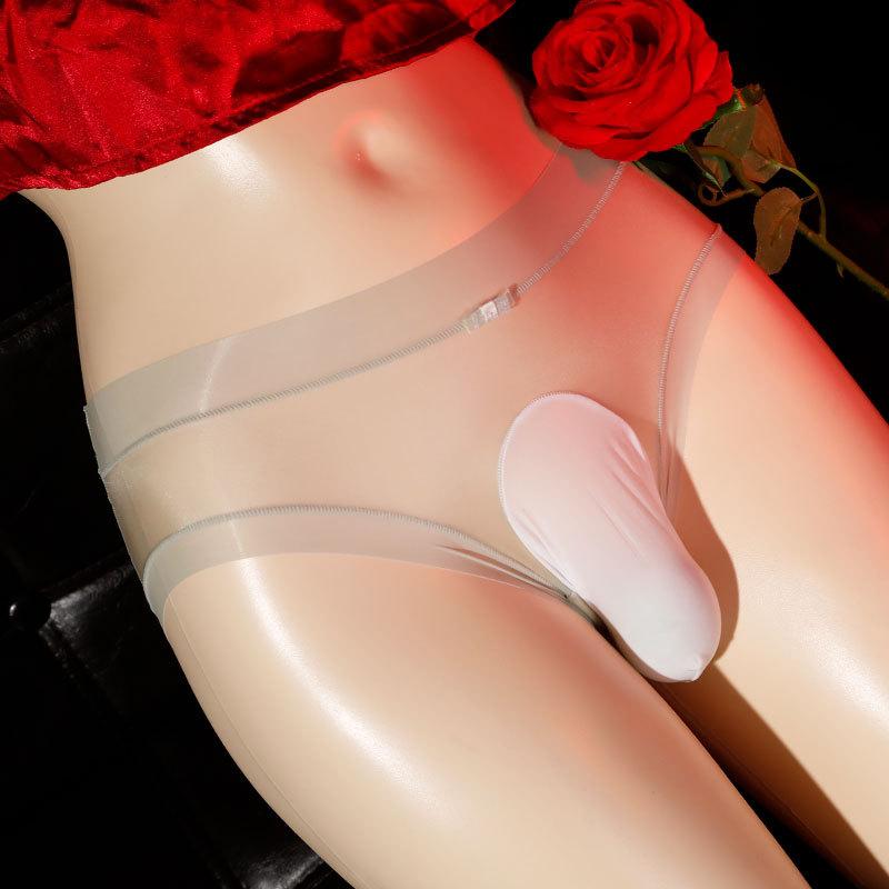 Piaofei Shiny Silky Men's Stockings Panties Sexy Transparent Fully Revealed Ultra-thin and Traceless Summer JJ Set Sex Panties