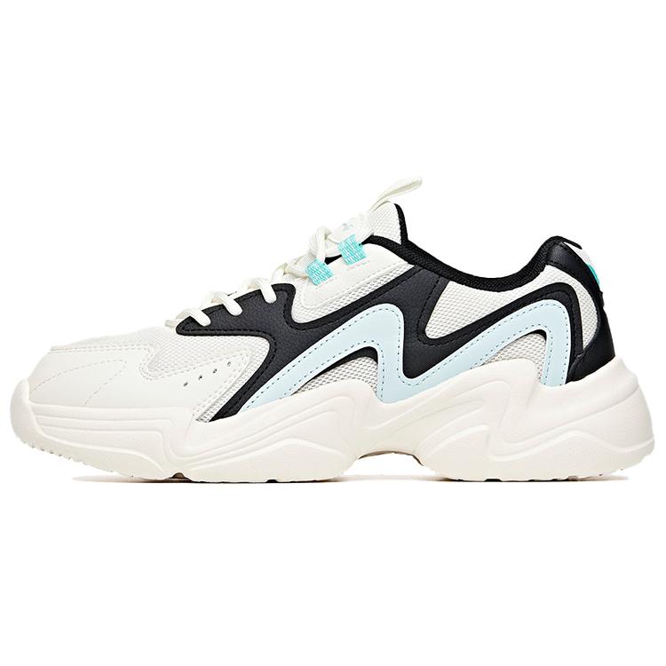 New ANTA Chunky Sneakers Women's Low top Ivory White/Black/Blue 122028825R-4