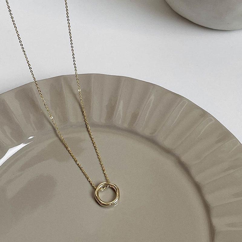 CHIC Style Geometric Irregular Circle Necklace for Women Hong Kong Style Women's Temperament Simple Collarbone Chain Trend