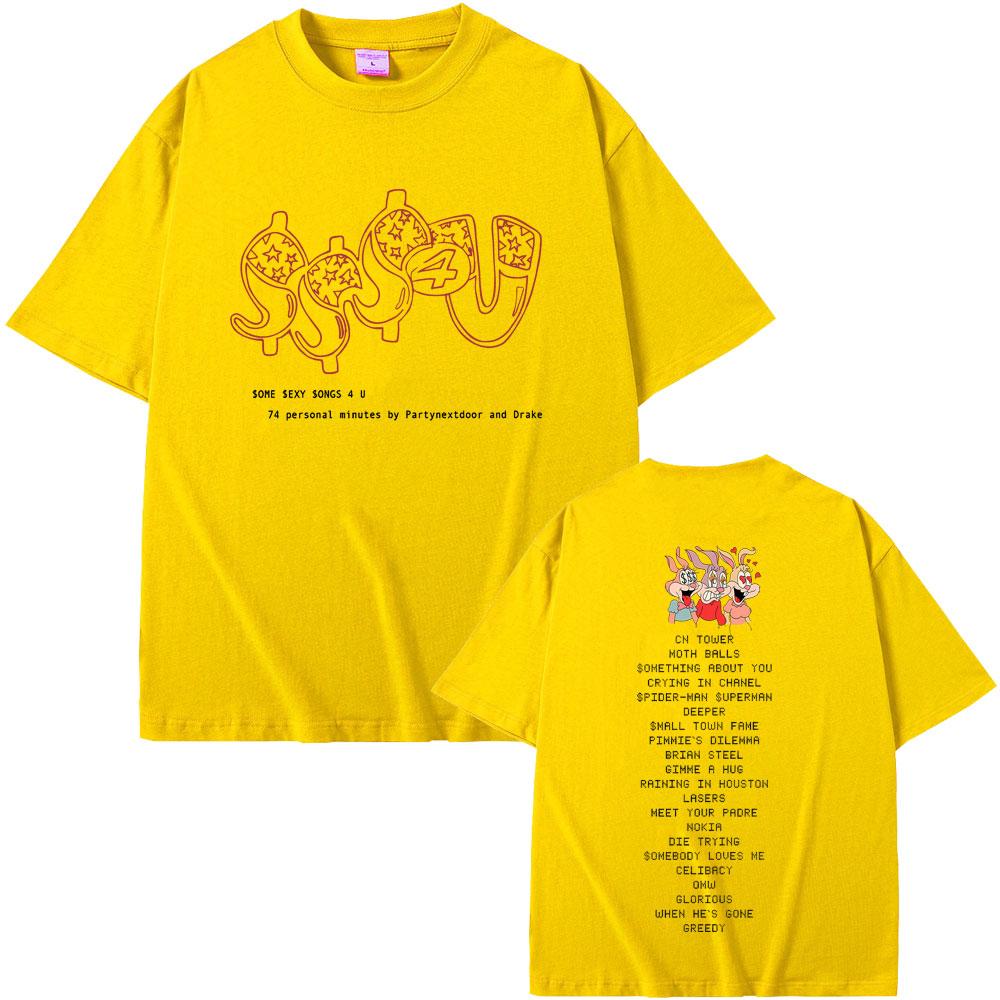 Rapper PARTYNEXTDOOR & Drake Some Sexy Songs 4 U SSS4U Album Graphic T Shirts Men Hip Hop Oversized T-shirt Male Cotton T-shirts