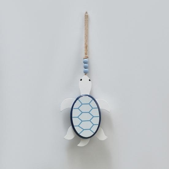 Handmade Wooden Beach Hanging Ornaments Rustic Lobster Crab Turtle Marine Animal Decor Coastal Ocean Theme Wall Art with Hemp Rope for Home Living