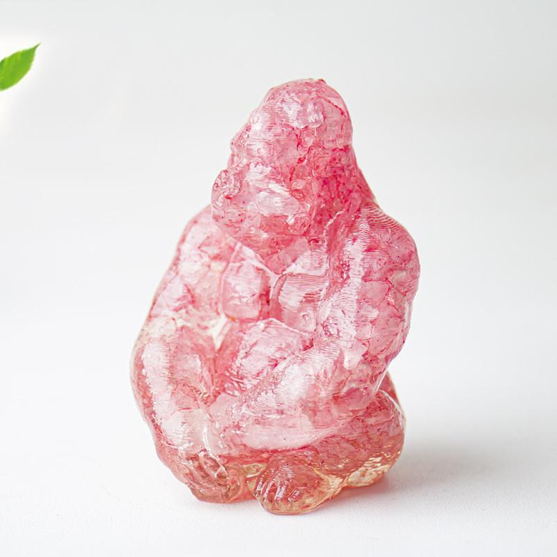 Statue de Gorille en Résine avec Pierres de Cristal Naturelles Pour Décoration de Bureau Cadeau Pour Amis