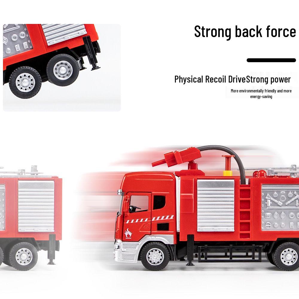 He Kai Toy Fire Truck: Large Alloy Model with Water Spray, Opening Doors, Sound and Light Effects.