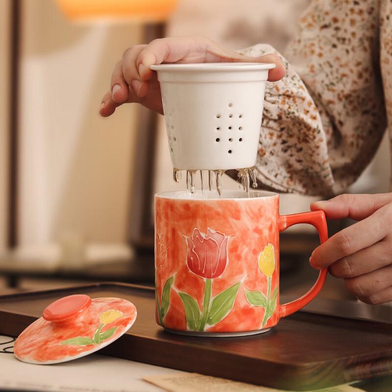 OLOEY Lotus Leaf Ceramic Tea Infuser Mug