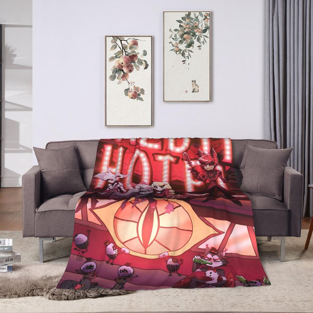Hazbins Hotels Lucifer Morningstar Couvertures Polaire Été Portable Super Douces Plaids pour Maison Voiture Tapis Pièce