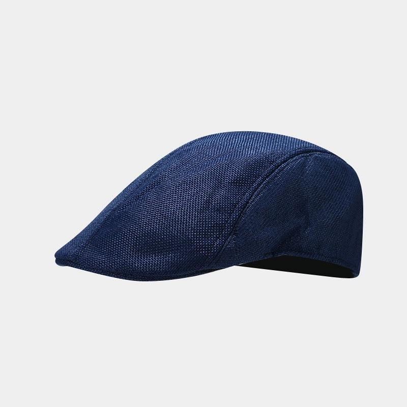 Spring and Summer Simple Light Board Imitation Hemp Beret Men's British Retro Breathable Duck Tongue Forward Hat Women's Middle-aged Hat