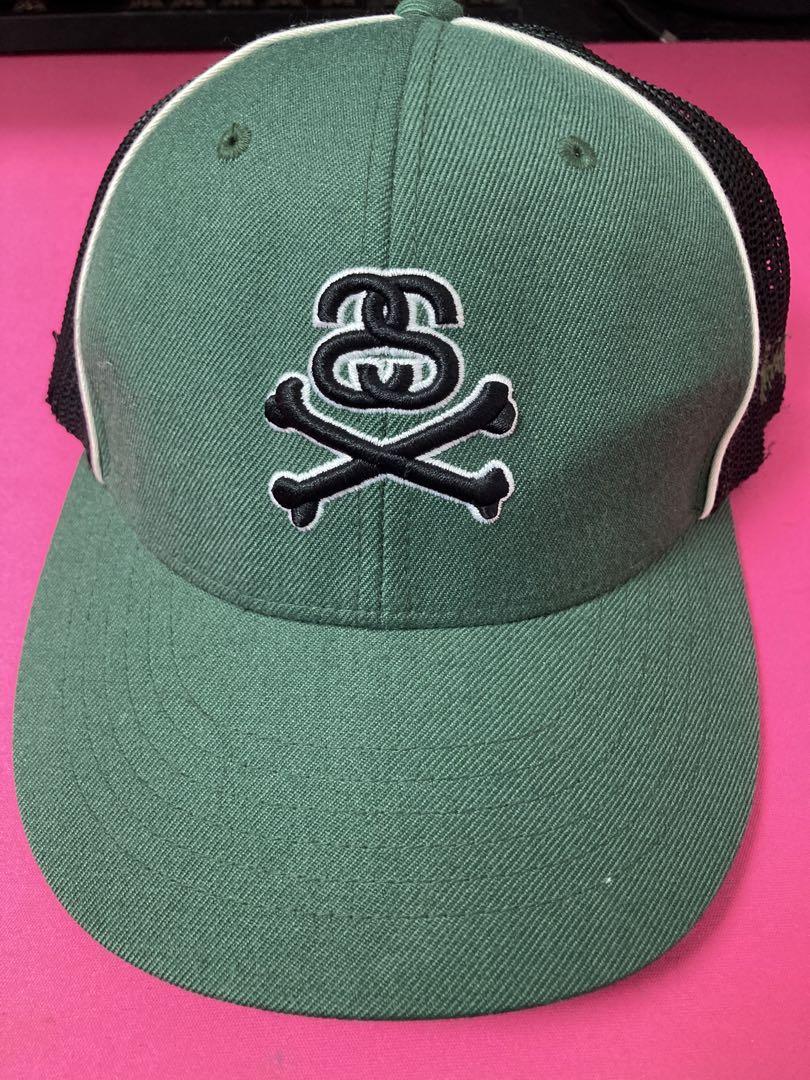 

[USED] Rare 90s Vintage Stussy Skull Embroidered Cap in Green