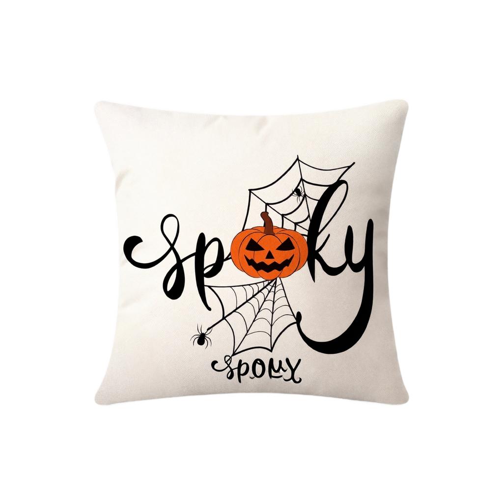 4PCS Halloween Pillow Covers Linen Printed Cushion Covers Home Decorative Throw Pillow Cases for Sofa Bed Chair