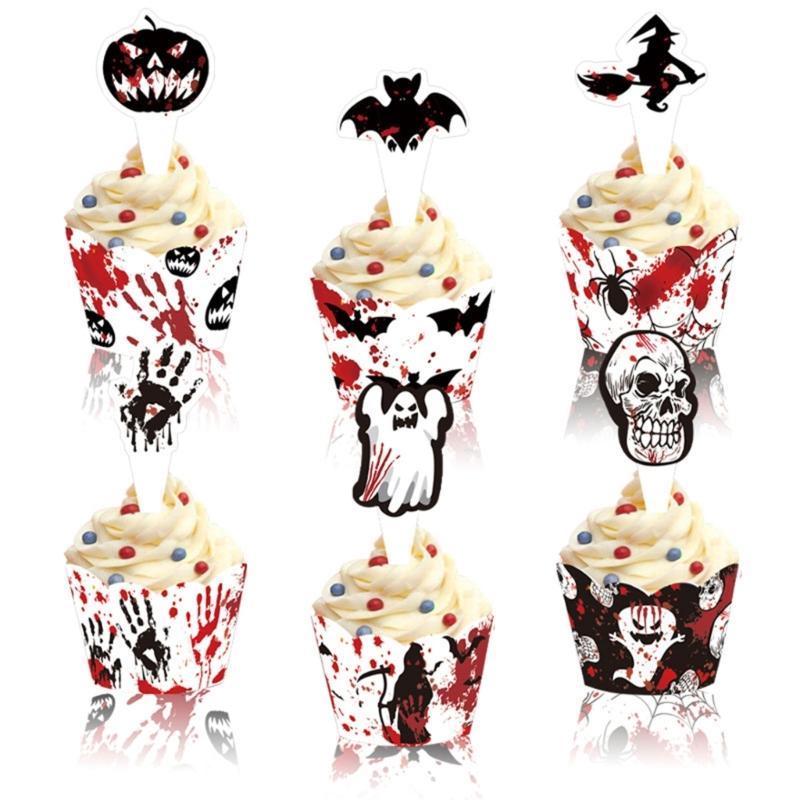 Halloween Cupcake Wraps Cheese Marker for Cheeseplate Appetizers Sandwiches Cupcake Muffin Wraps Party Supplies