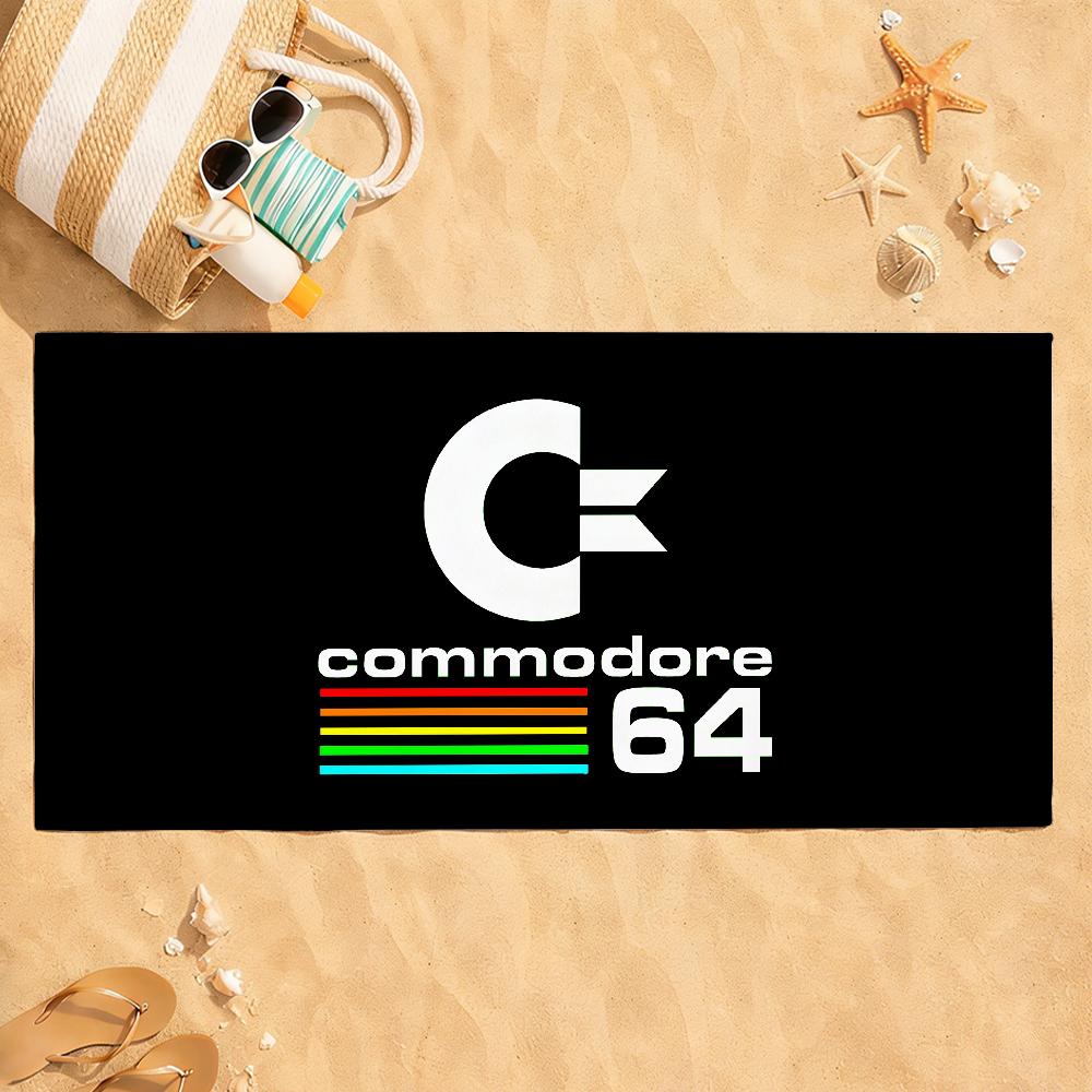 Fashion C-Commodore 64 logo Towel Quick Dry Absorbent Beach Towel for Sports, Fitness, Swimming and Outdoor Activities