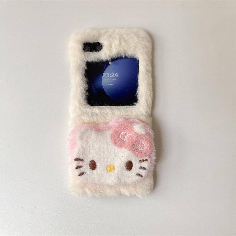 Phone Cases Samsung, Cute Plush KT Cat Phone Cases for Foldable Phones