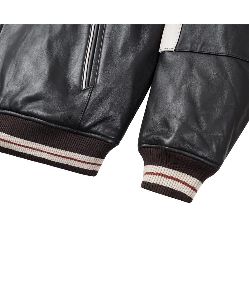 Avirex Lamb Leather Varsity Jacket / 7836150003 Dark Brown