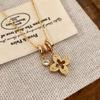 Exquisite Zirconia Flower Pendant Necklace with Round Ring and Sweater Chain - Light Luxury Petal Collarbone Accessory.
