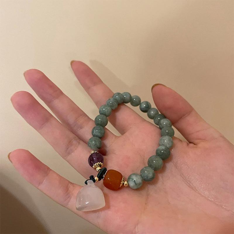Meier French retro natural stone resin beaded bracelet - korean style, unique and elegant bangle for women