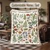 Autumn Leaves Dog Theme Throw Blanket Custom Name Text Personalized Blanket Soft Cozy Blanket for Home Sofa Bed