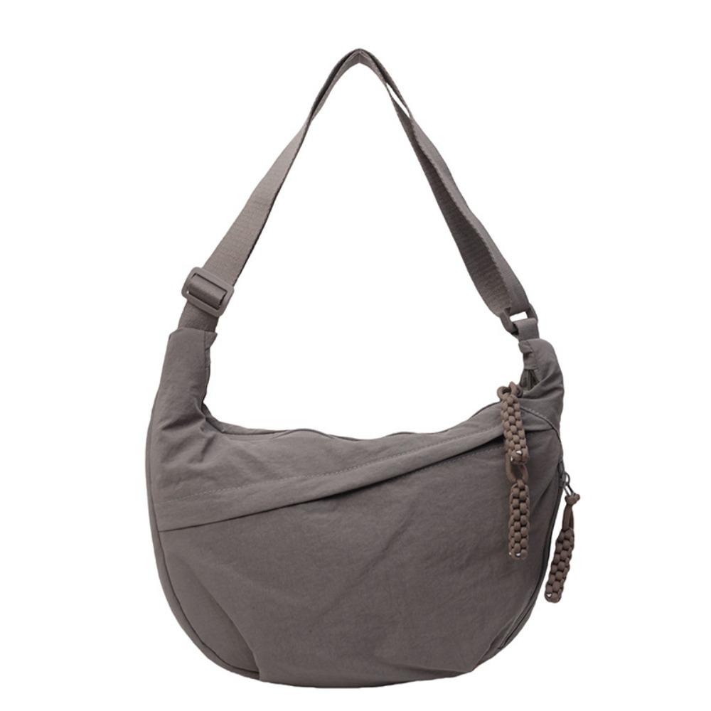 

New Canvas Crossbody Bags Korean Simplified Large Capacity Shoulder Bag Lightweight Solid Color Dumpling Bag Travel сірий колір