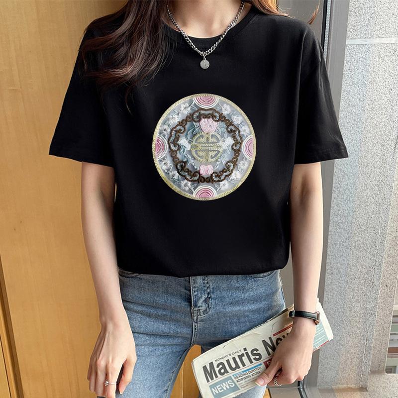 VEZFAA Damenmode Casual Sommer Frühling Kurzarm O-Ausschnitt Blusen & Hemden