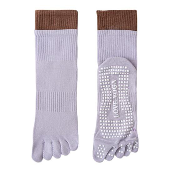 1 Pair Yoga Toe Socks with Non-slip Gripper Breathable Moisture-Wicking Ballet Dance Fitness Pilates Athletic Gym Sports Mid-calf Socks