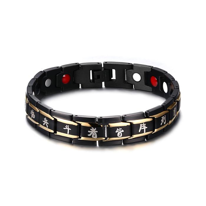 Vinterly Black Blue Bracelets Men Stainless Steel 12mm Wrist Band Magnetic Health Energy Magnet Benefits Jewelry Male Germanium