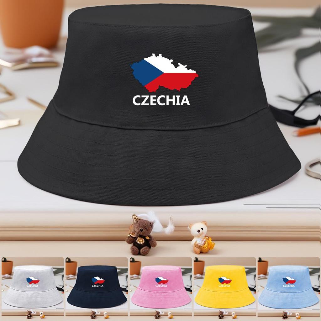 Bucket Hat With Czech Map Flag Print , Patriotic Fisherman Hat Lightweight Hip Hop Wide Brim Fishing Hat