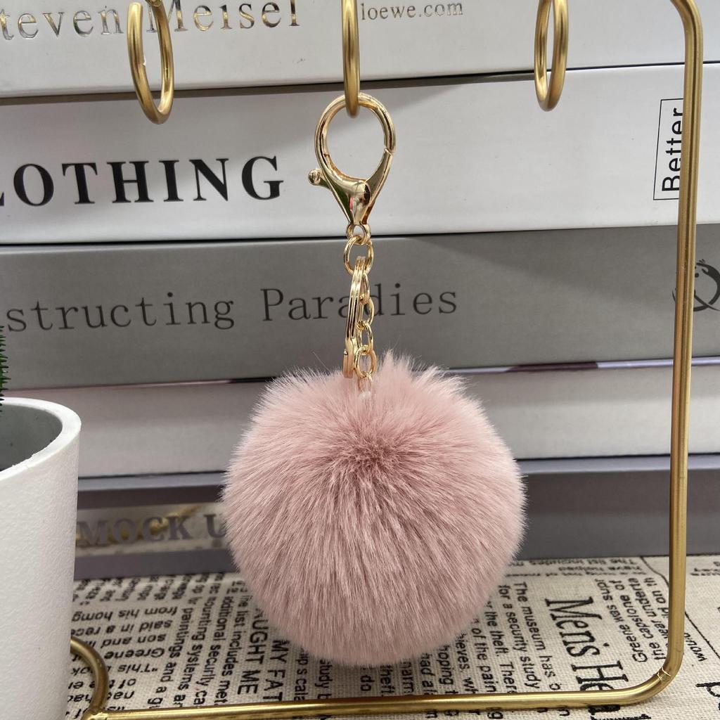 Auf Lager 8cm Kunstkaninchenfell Pompom Schlüsselanhänger - Plüschkugel Anhänger für Taschen und Kleidung