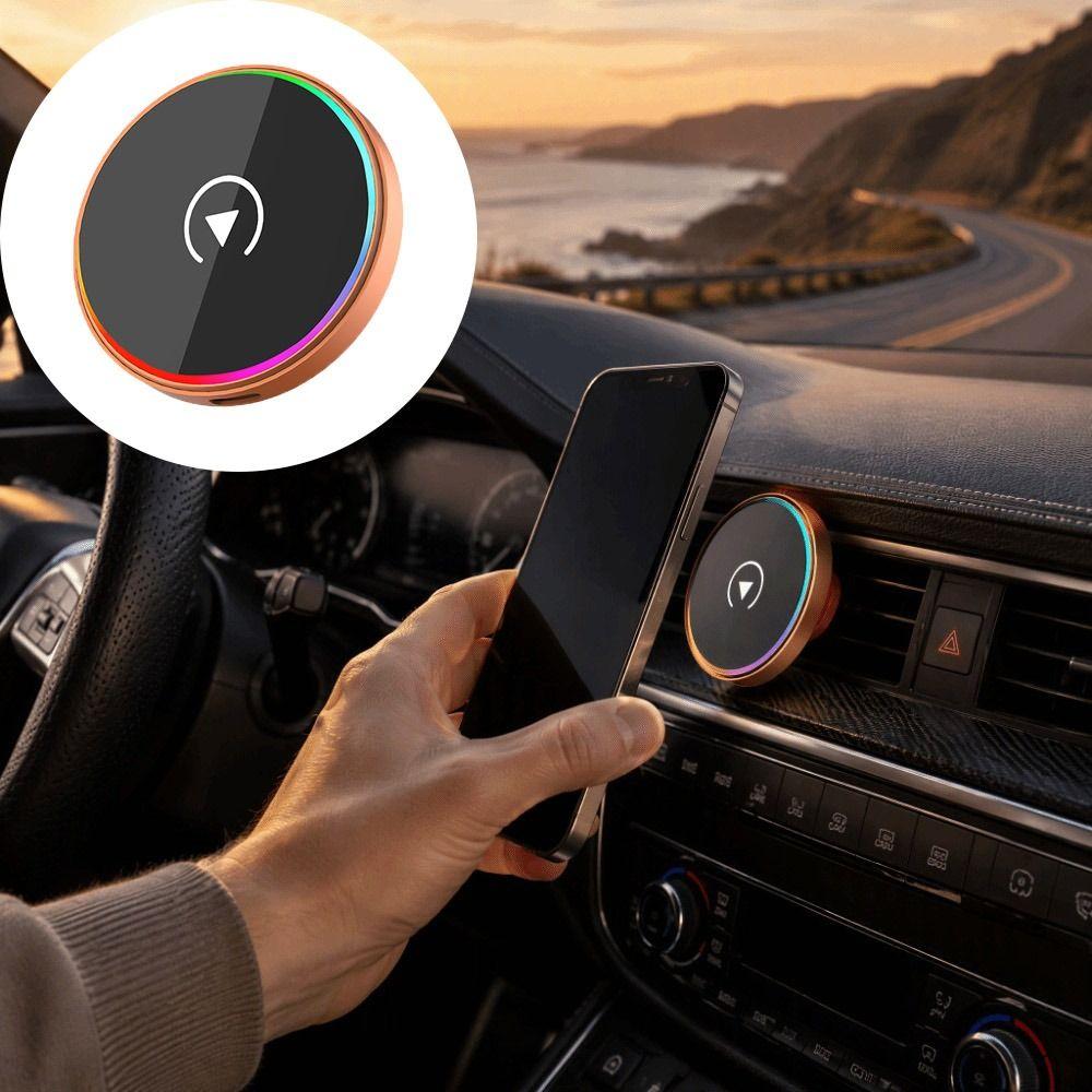2-in-1 CarPlay Adapter Box Wireless Car Screen Casting Bracket Holder Magnetic Phone Mount For Car