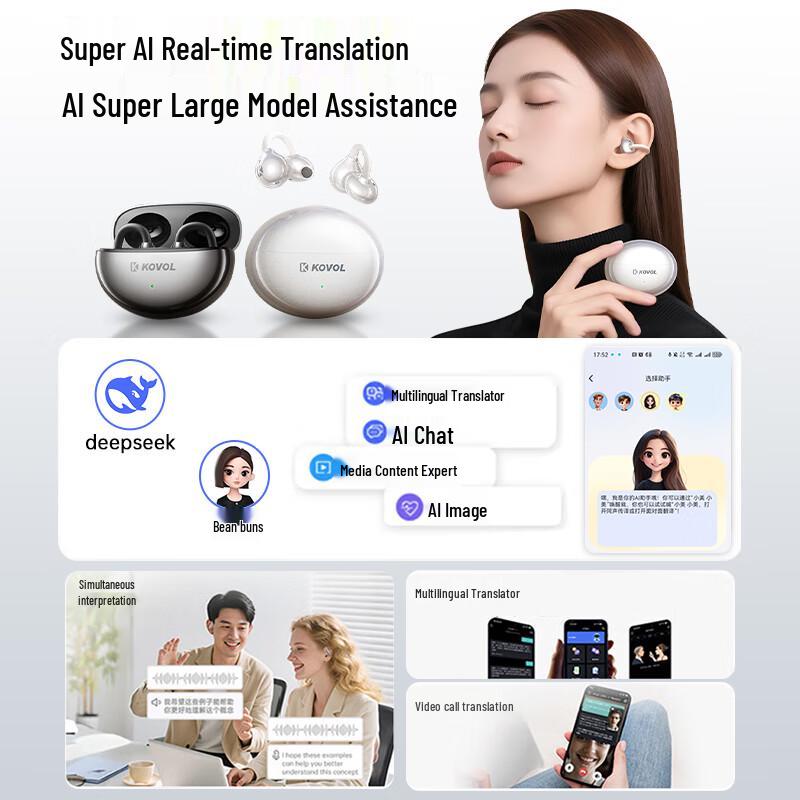 KOVOL Bone Conduction Ear-Clip Wireless Headphones