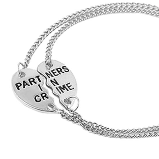 2 Pcs Women Bracelet Cute Jewelry Gift Alloy Partners Love Heart Bangle for Party