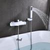 Brass Waterfall Bathtub Faucet Set with Black Exposed Edge and Hot/Cold Shower Head