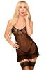 Babydoll With Garter Belt And Matching Thong Black Guilty Icon Ph0013 Blk