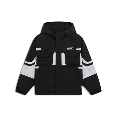Giacca a vento patchwork con stampa logo serie basket Uomo Capispalla Nero AFDT055-3