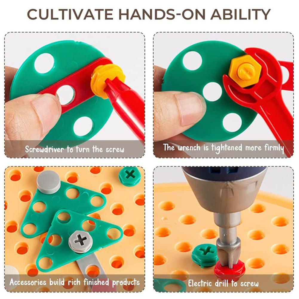 203-teiliges Kreatives Mosaik Puzzle Spielzeug Elektrischer Bohrer Puzzle Spielzeug Trendige Bits Schraube STEM Spielzeug STEM Lernen Lernspielzeug zum Geschenk