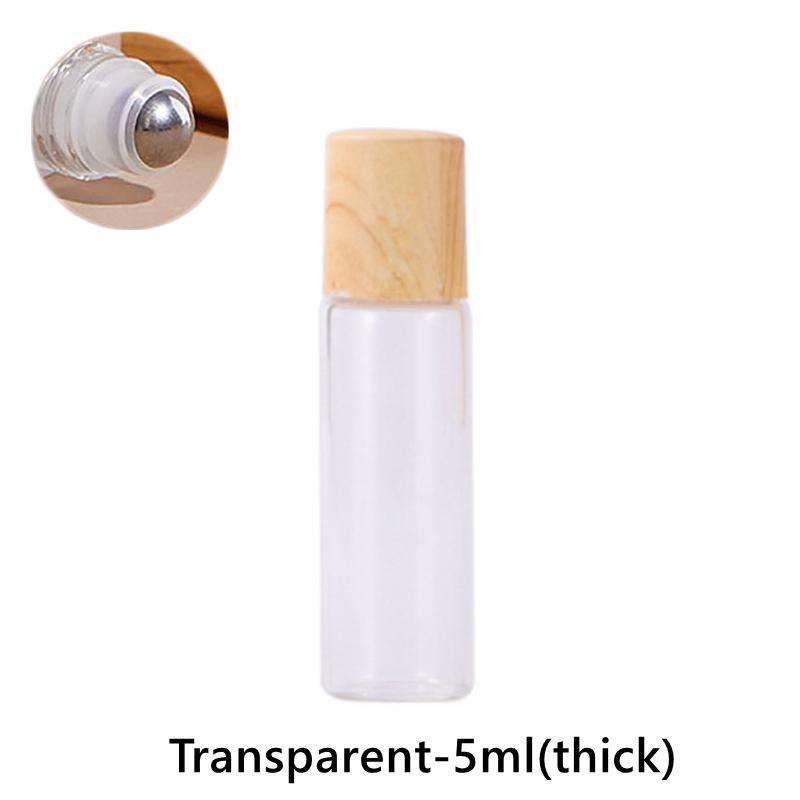 1/2/3/5/10Ml Cosmetic Container Roll On Glass Bottles For Essential Oil Empty Perfume Bottle Refillable Container With Wood Lid