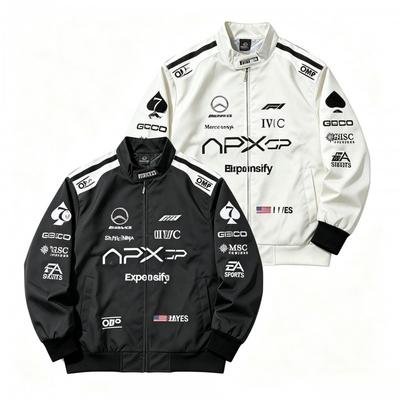 Jaqueta de Corrida Leve Masculina Com Bordado Estilo Motocicleta Camisa de Ciclismo Roupa Esportiva Externa Preto Branco