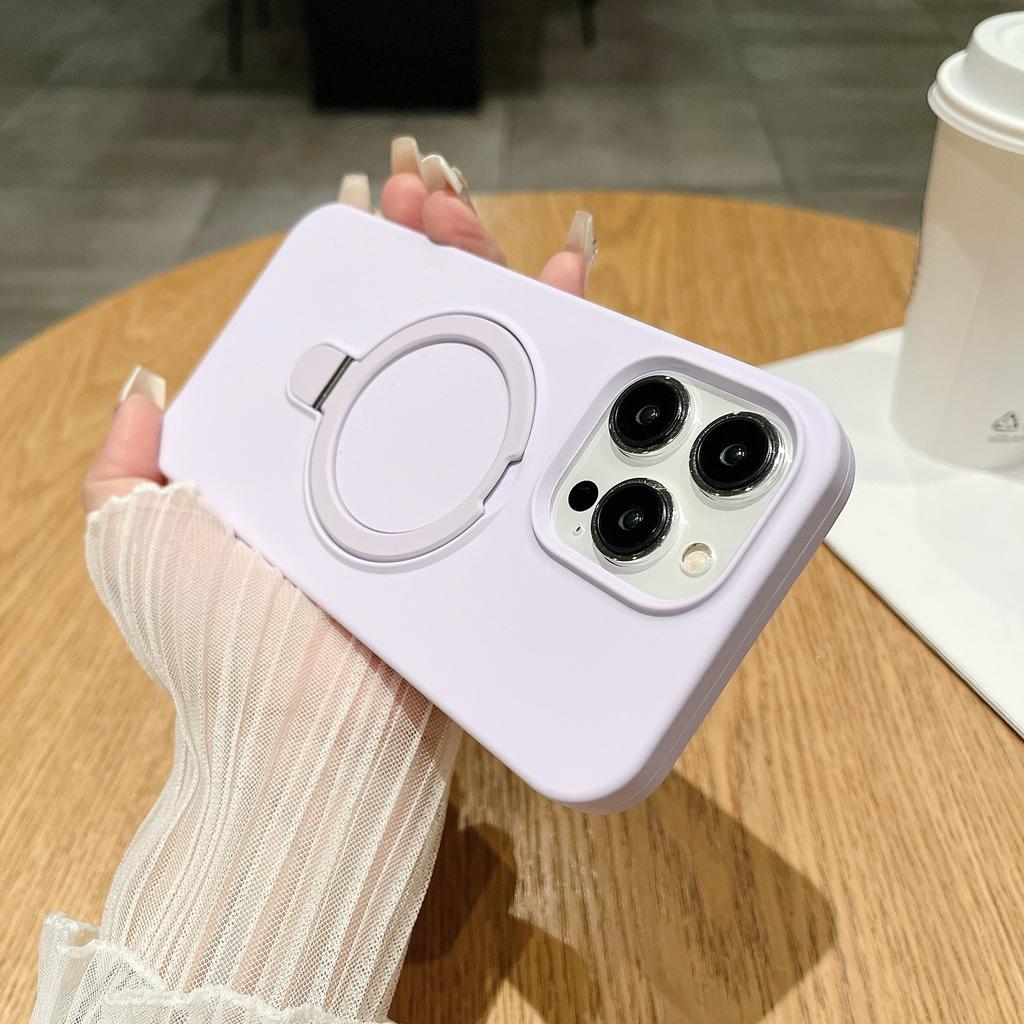 Applicable To IPhone17promax Liquid Silicone Magnetic Suction Fulcrum Bracket Mobile Phone Case Apple 16 Large Hole Protection Case