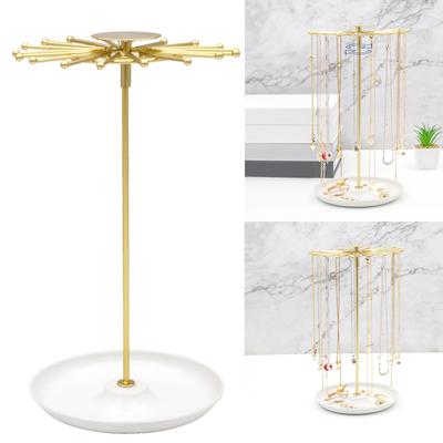 Metal Jewelry Holder with Circular Base Accessories Stand Rotatable Accessory Showcase Rack for Home and Store Use
