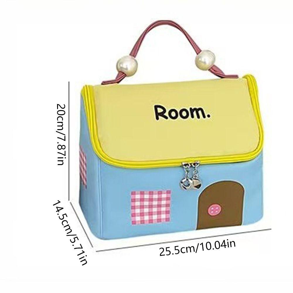 Cute House Shape Makeup Bag Large Capacity Cosmetic Case Cartoon Travel Makeup Handbag  Gift