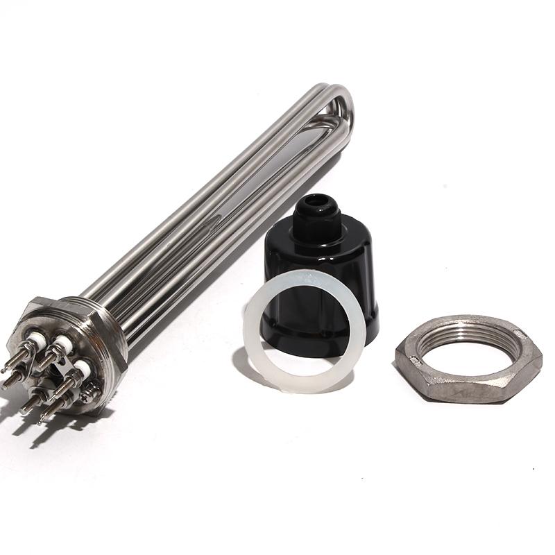 Lujinxun Heating Element With Probe / Ground Screw DN32 1 1/4" BSP Thread 3U Tubular Electrical Immersion Heater 3/4.5/6/9/12KW