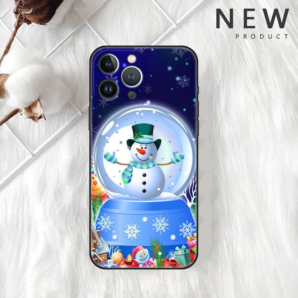 Carcasă de telefon moale cu om de zăpadă de Crăciun pentru iPhone 11 13 Pro Max 12 Mini 7 8 Plus SE 2020 X XS 6 6S 5 5S Funda Silicon spate capac Sac