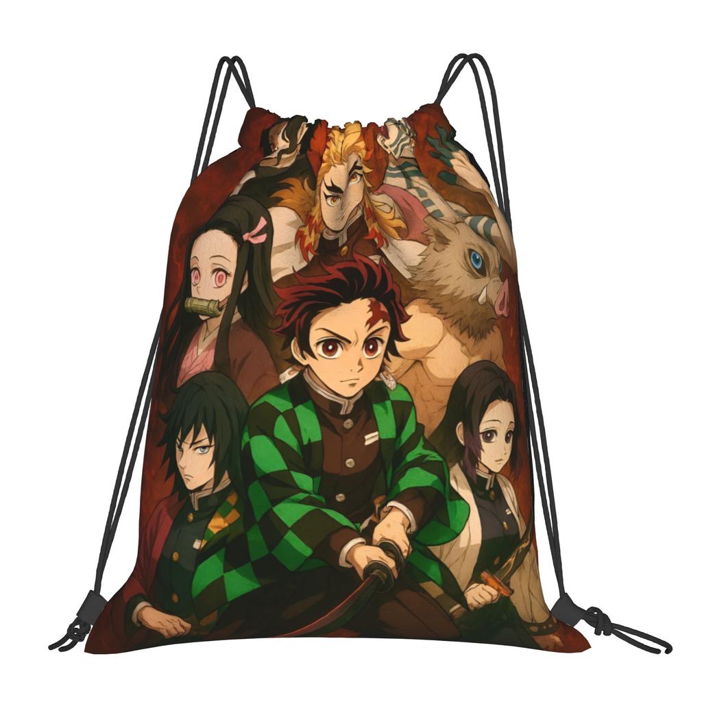 Custom Demon Slayers Drawstring Bags Women Men Lightweight Kokushibo Sports Gym Storage Backpack