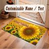 Floral Garden Theme Soft Crystal Velvet Rug Custom Name & Text Print Non Slip Floor Rug for Bedroom Living Room