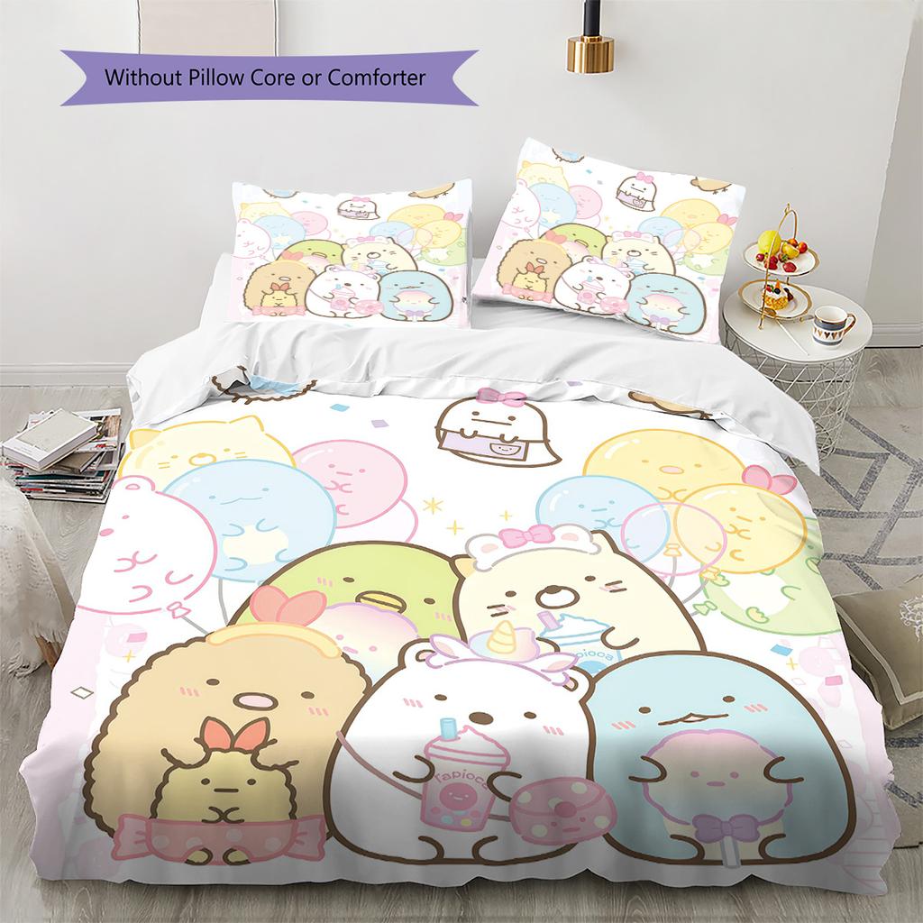 Sumikko Gurashi Pattern Bedding Quilt Set Home Decoration Gift (1 * duvet cover + 2 * pillowcase without core)