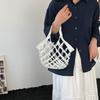 Fashi Large Capacity Leather Folding Tote Bag Fashi Simple Woven Handbag Handbag Foldable Leather Mesh Tote Bag Beach