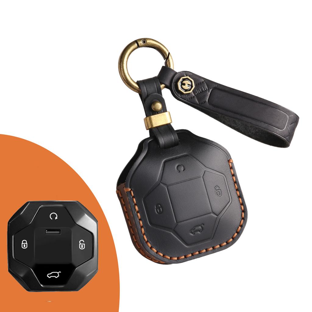 Nadaje się do Chery Jietu Traveler 4WD Crossing Discovery PRO Skórzane etui ochronne na kluczyk samochodowy